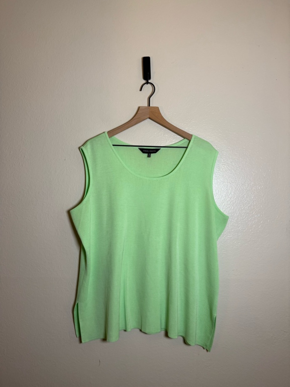 Ming Wang Plus Size Mid-Length Scoop Neck‎ Knit Tank